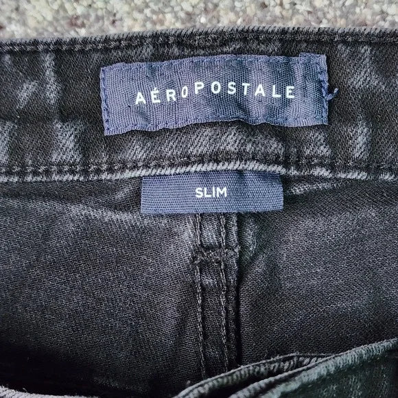 Aeropostale Jeans Mens 36x30 Black Slim Straight Faded Stretch Denim Excellent - Picture 6 of 16